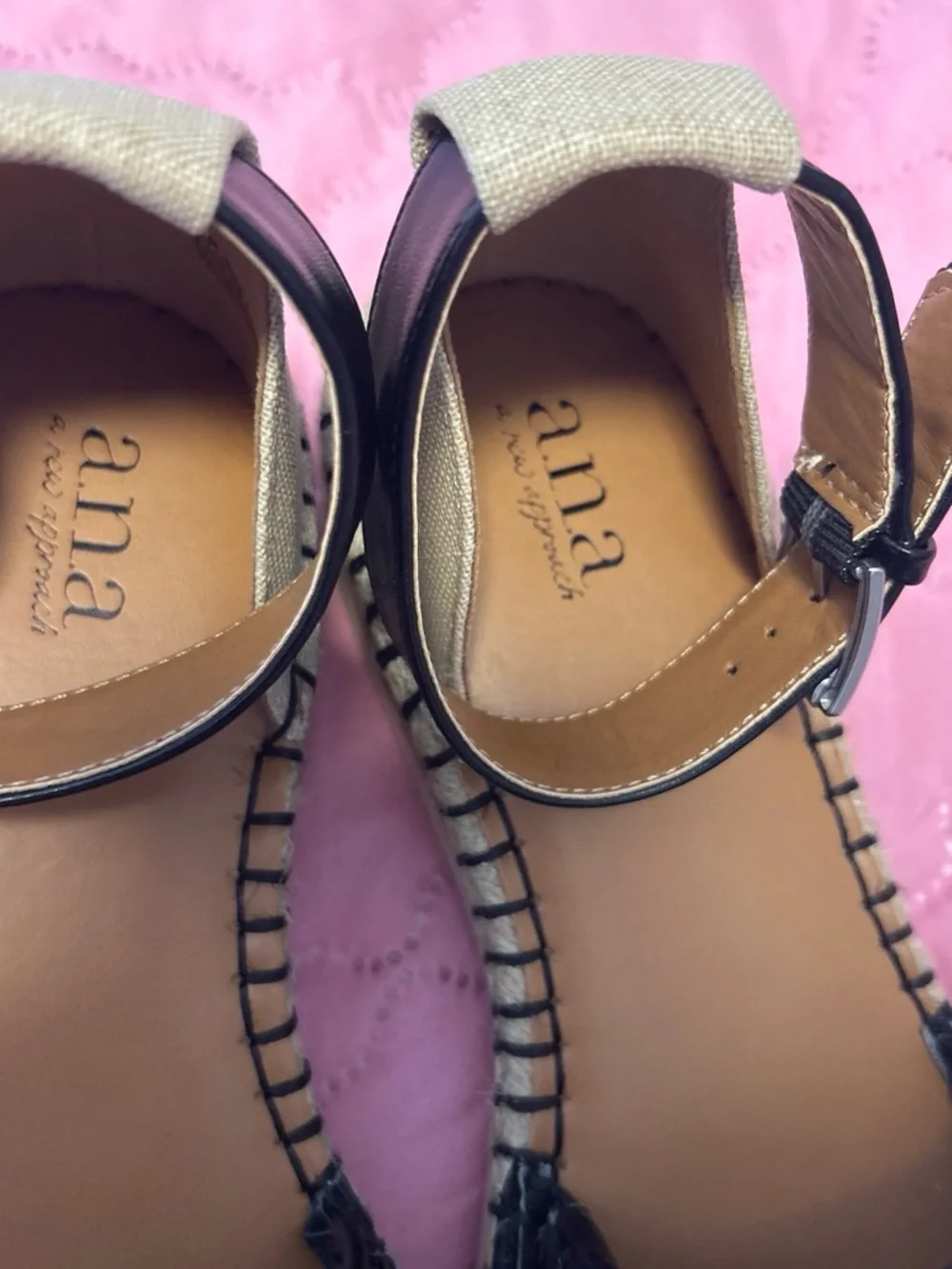 a.n.a Black Woven Espadrille Ankle-Strap Sandals